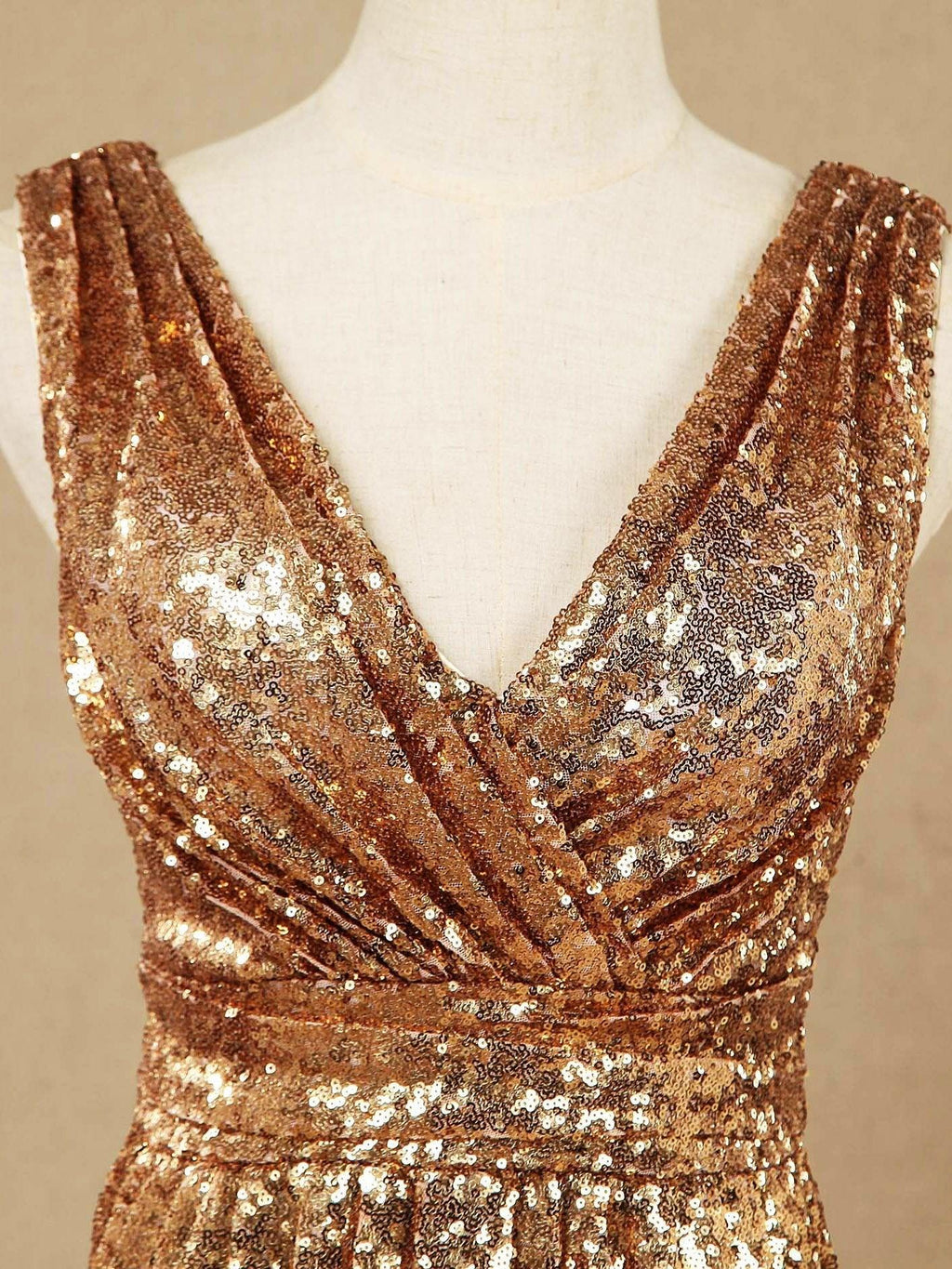 Numbersea Sheath Column Floor Length Sequin Bridesmaid dress V-neck Evening dress