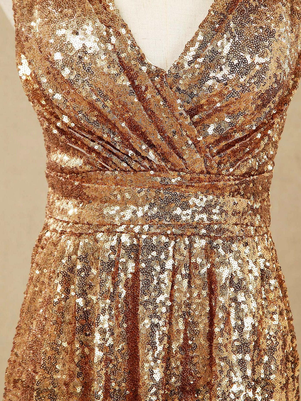 Numbersea Sheath Column Floor Length Sequin Bridesmaid dress V-neck Evening dress