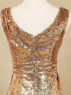 Numbersea Sheath Column Floor Length Sequin Bridesmaid dress V-neck Evening dress