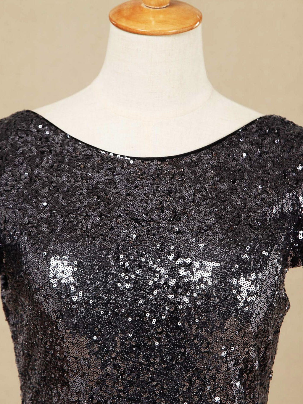 Numbersea Sequin Bridesmaid Dress Cowl Back Cap Sleeves Scoop Neck Luxury Black Floor length Evening dress