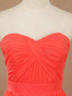 Convertible Coral Chiffon Bridesmaid Dress A-line One Shoulder Halter-neck Strapless Sweetheart