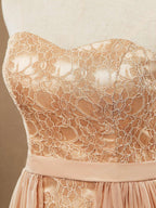 Baoleely Sheath Column Strapless Cocktail Party Prom Dress Short Lace match Long Chiffon Flap