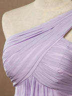 One Shoulder A-Line Floor Length Chiffon Prom Formal Evening Dress with Long Flap