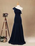 Numbersea Mermaid / Trumpet One Shoulder Floor-length Chiffon Prom Formal Evening Dress
