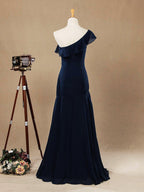 Numbersea Mermaid / Trumpet One Shoulder Floor-length Chiffon Prom Formal Evening Dress