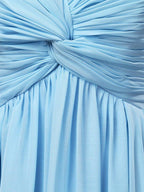 Baoleely Sheath / Column V-neck Floor Length Chiffon Prom Evening Dress with Side Draping Criss Cross Beading
