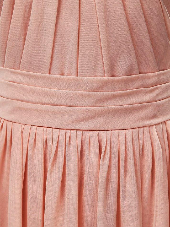 Chiffon Bridesmaid Dress A-Line Princess Double Straps Halter-neck Floor-length