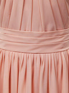 Chiffon Bridesmaid Dress A-Line Princess Double Straps Halter-neck Floor-length
