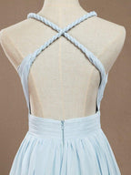 A-Line V-neck Halter Chiffon Floor Length Prom Formal Party Evening Dress Sexy Open Back