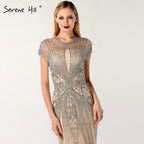 IN STOCK  Luxury Cap Sleeve full diamond O-Neck Mermaid Evening Dresses Design Beading Evening Gowns Plus Size LA60742
