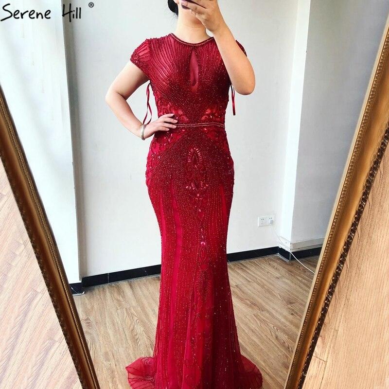 IN STOCK  Luxury Cap Sleeve full diamond O-Neck Mermaid Evening Dresses Design Beading Evening Gowns Plus Size LA60742