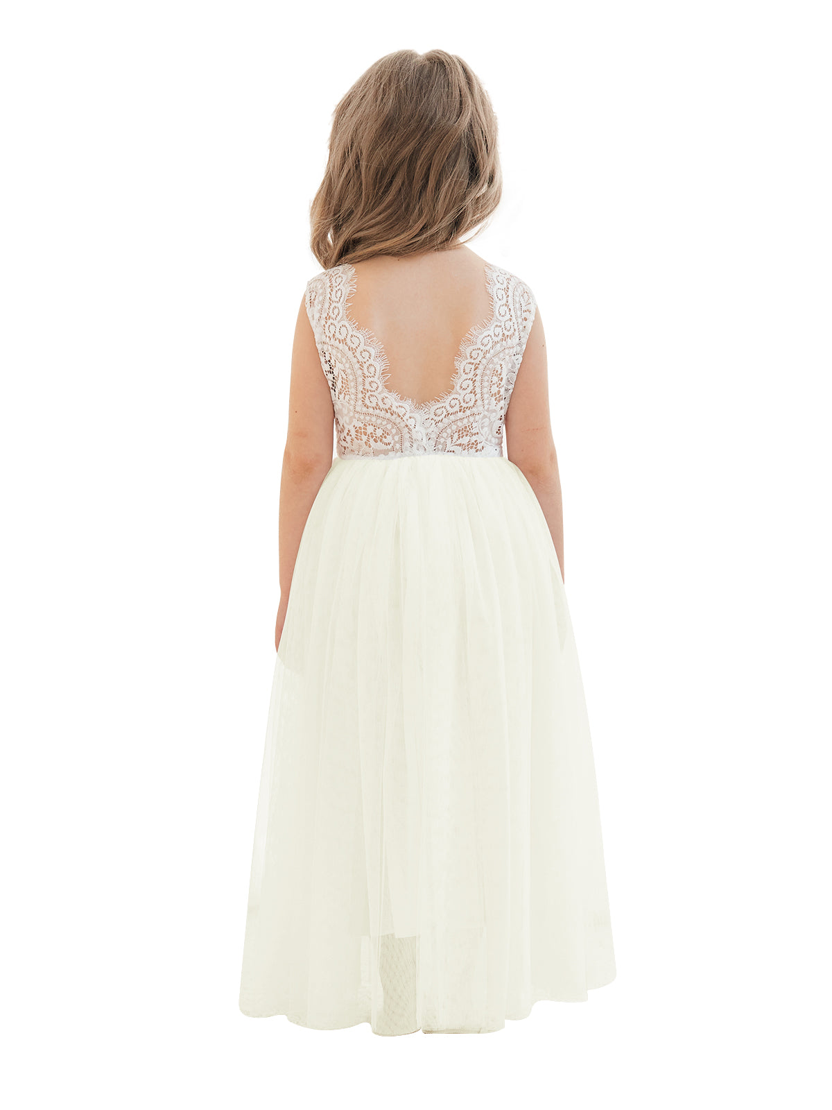 A-line Lace Tulle Ankle-length White Dress (2003227597)
