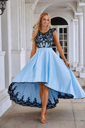 Satin Lace Sleeveless Round Neck Bridesmaid Evening Dress Wedding Party Prom Evening Dress 28131