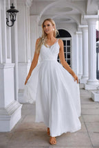 Ladies Spaghetti Strap Belt Chiffon Bridesmaid Evening Dress Prom Wedding Party Evening Dress 28134
