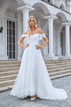 Women's Tulle Off Shoulder Fluffy Bridesmaid Evening Dress Party Beach Wedding Evening Dress 28099