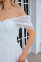 Women's Tulle Off Shoulder Fluffy Bridesmaid Evening Dress Party Beach Wedding Evening Dress 28099