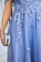 Ladies Tulle Off Shoulder Embroidery Floor Length Bridesmaid Dress Party Wedding Evening Dress 28091