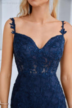 Baoleely Ladies Spaghetti Strap Embroidery Front Slit Length Bridesmaid Evening Dress Party Wedding Beach Dress 28092