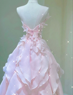 Dreamy Pink Ruffles Princess Dress,Pink Ball Gown Y1971