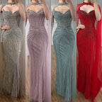 Luxury Dubai Caramel Beaded Evening Dress With Cape LA72811C
