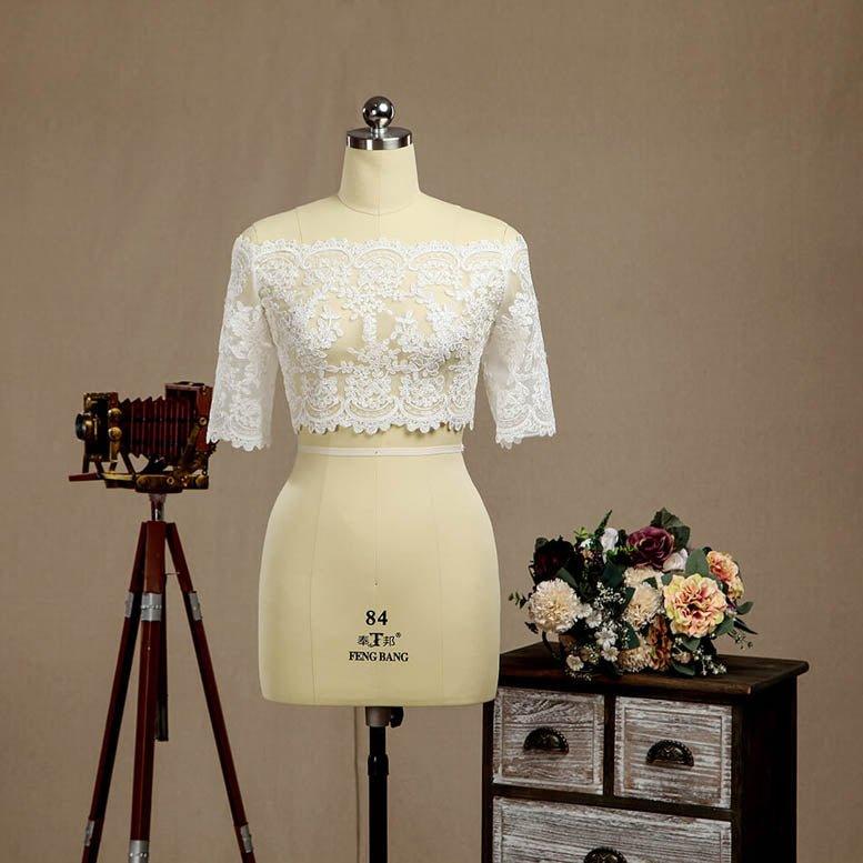 Numbersea Lace Wedding Wraps Coats / Evening Jackets / Wedding Party Bolero Shrug Sleeves Lace-up