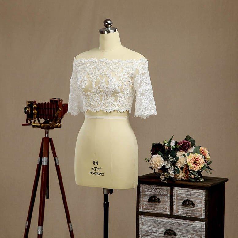 Numbersea Lace Wedding Wraps Coats / Evening Jackets / Wedding Party Bolero Shrug Sleeves Lace-up