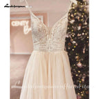 NumberSea NumberSea Spaghetti Straps Champagne Boho Wedding Dress For Women 2025 Vestido Civil Bridal Church Wedding Gowns suknie slubne
