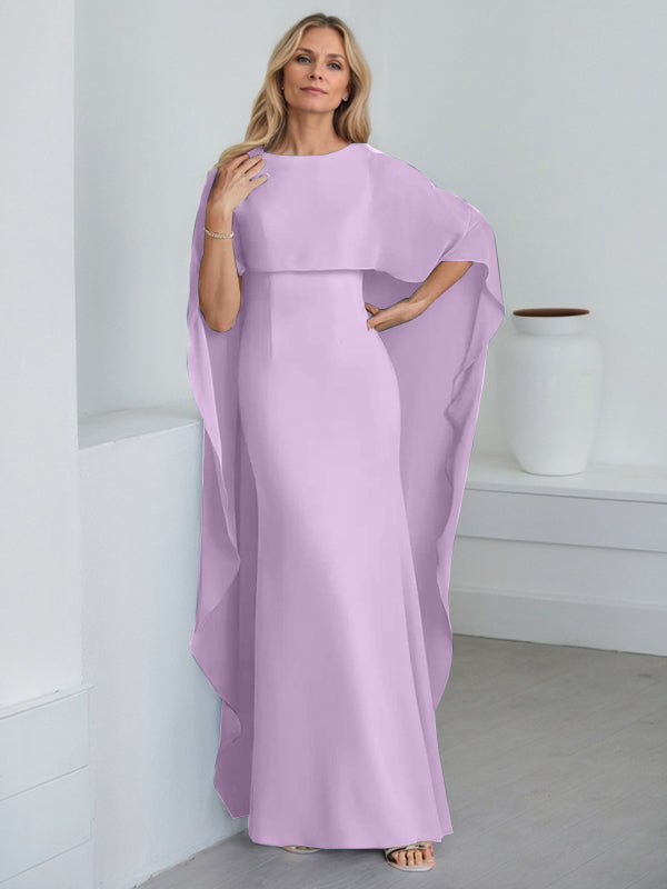 Sheath Scoop Floor-Length Chiffon Mother of the Bride Dress With Cascading Ruffles