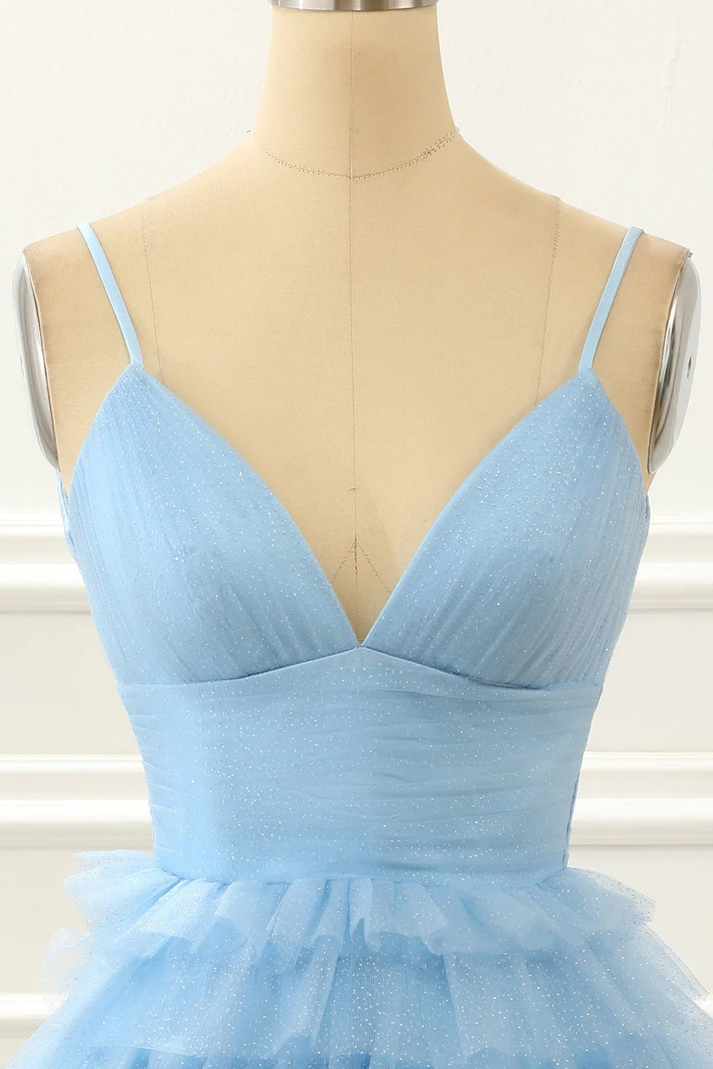 Light Blue A-Line Cute Short Homecoming Dress With Ruffles