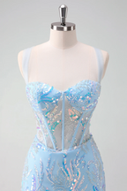 Light Sequined Embroidery Tight Corset Homecoming Dress