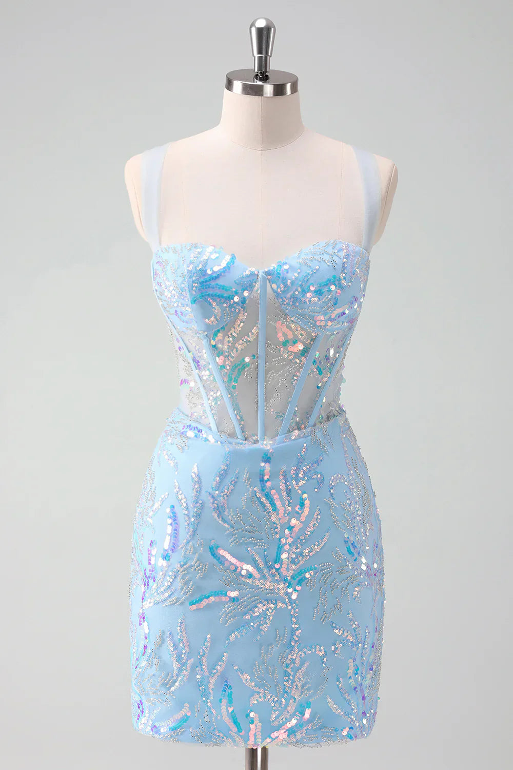 Light Sequined Embroidery Tight Corset Homecoming Dress