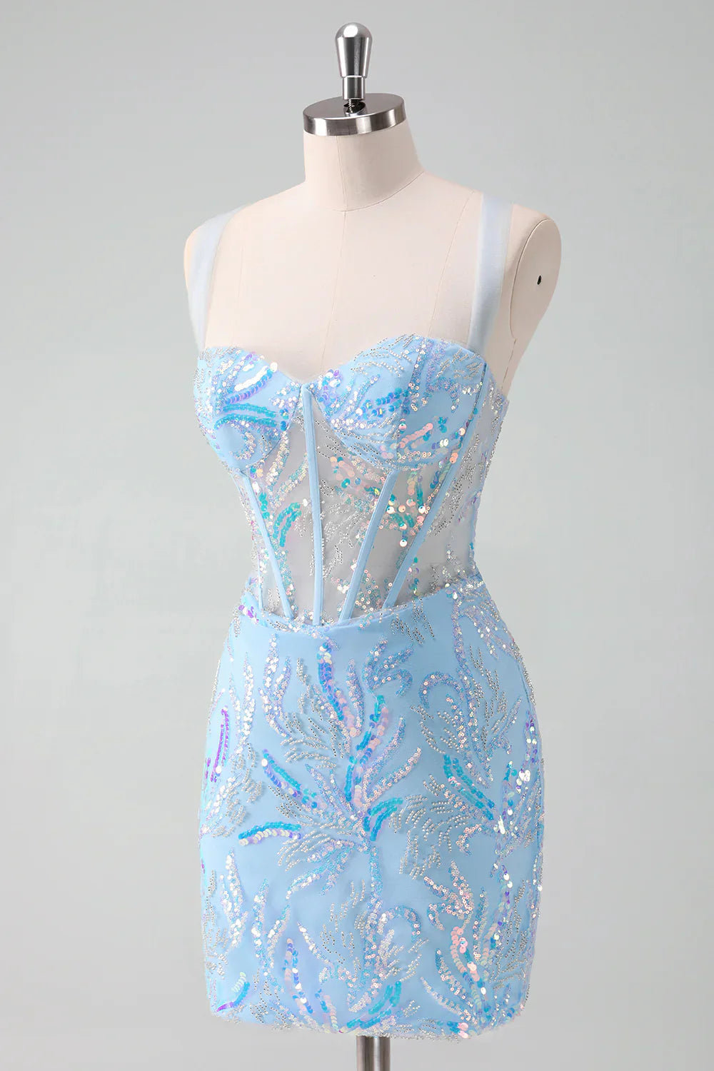 Light Sequined Embroidery Tight Corset Homecoming Dress