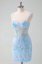 Light Sequined Embroidery Tight Corset Homecoming Dress