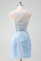 Light Sequined Embroidery Tight Corset Homecoming Dress