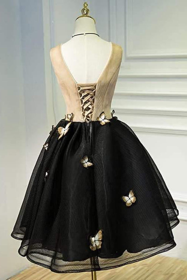 Little  Homecoming Dress Butterfly V-neck Short Prom Dress