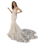 Luxury Mermaid Wedding Dress Lace Appliques V-neck Spaghetti Straps Vestido De Novia 2024 Backless Bridal Gown Sweep Train
