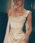 Luxury Prom Dresses with Satin Fabric Chiffon Capelet and Ruched Back