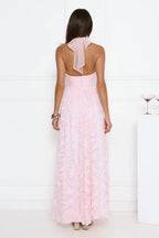 Luxury Prom Dresses with Lace Fabric Halter Neck and Sequin Detail