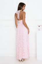 Luxury Prom Dresses with Lace Fabric Halter Neck and Sequin Detail