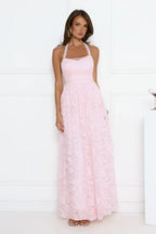 Luxury Prom Dresses with Lace Fabric Halter Neck and Sequin Detail