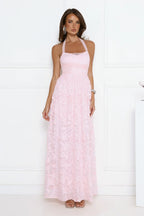 Luxury Prom Dresses with Lace Fabric Halter Neck and Sequin Detail