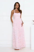Luxury Prom Dresses with Lace Fabric Halter Neck and Sequin Detail