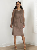 Sheath/Column Mother of the Bride Dresses with Sequins & Jacket