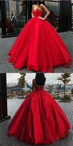 Sweetheart Lace-up Ball Gown Floor-length Long Big Prom Dress