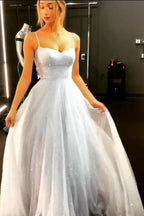 Sparkly A-Line  Backless Dress Floor-length Prom Dresses