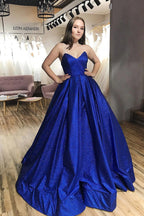 Sparkle Tulle Strapless V-neck A-Line Prom Dress with Pockets