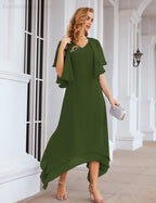 Sunnderly Chiffon Plus Size Mother of Bride Dresses with Jacket Formal Dresses for Wedding SY28073