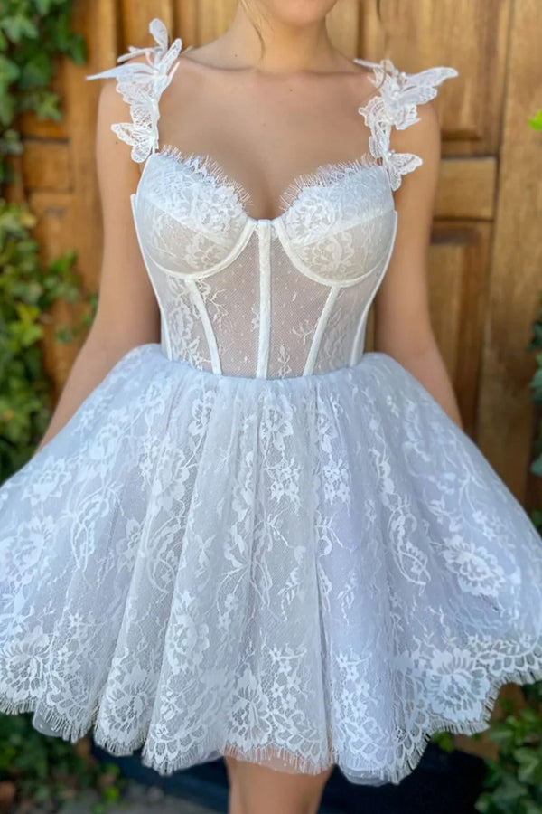 Mini Homecoming Dress Lace Short Prom Dress