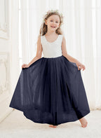 A-line Lace Tulle Ankle-length White Dress (2003227597)