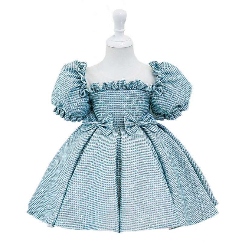 Toddler First Communion Dress Girl Summer Princess Bowknot Puff Sleeve Princess Dress